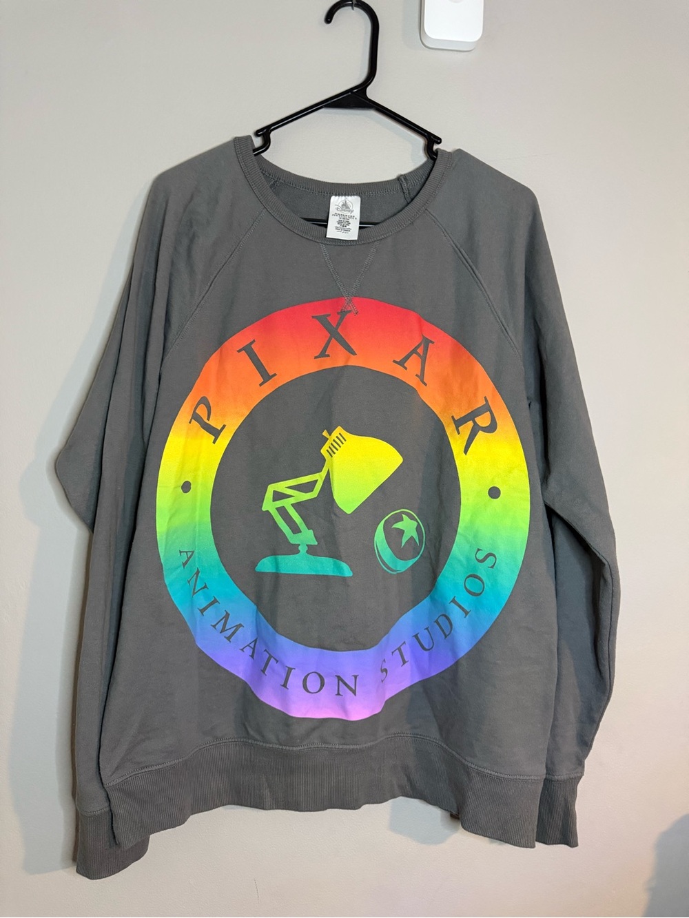 Disney Women's Gray Sweatshirt with Rainbow Logo